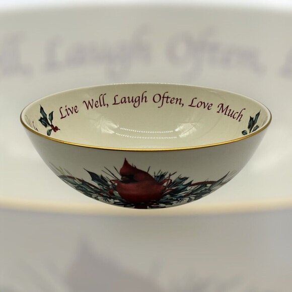 LENOX American Home Collection Winter Greetings 9 Inch Holiday BOWL Serveware - Picture 5 of 16